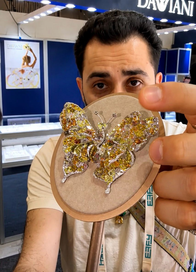 Natural Fancy Diamond Moving Butterfly Brooch, view 5