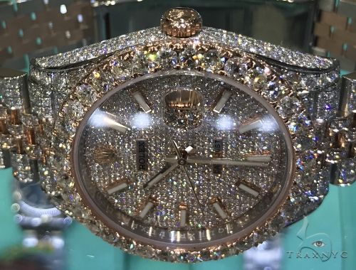 New Model Fully Iced Rolex Datejust 41mm Steel and 18K Everose Gold Jubilee Men's Watch 63895 - Image 5