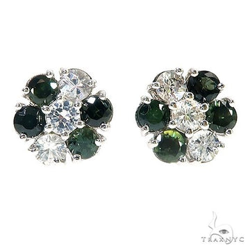 14K Gold Nigeria Sapphire Flower Earrings