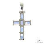 Ocean Blue Emerald Cut Sapphire Cross Pendant 67460 - Image 4