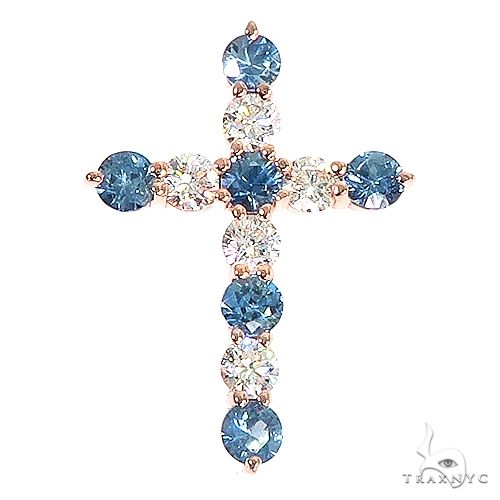 Ocean Blue Sapphire Diamond Cross 66992 – TraxNYC