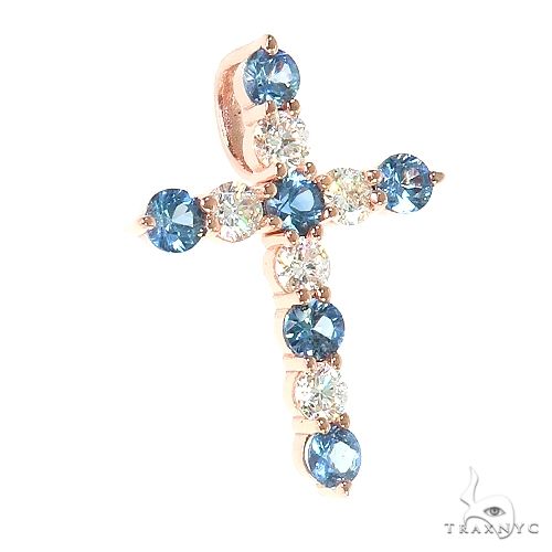 Ocean Blue Sapphire Diamond Cross 66992 - Image 3