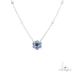 Ocean Blue Sapphire Flower Necklace 67233 - Image 1