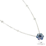 Ocean Blue Sapphire Flower Necklace 67233 - Image 2