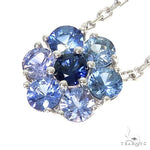 Ocean Blue Sapphire Flower Necklace 67233 - Image 3