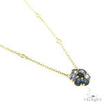 Ocean Blue Sapphire Flower Necklace 67219 - Image 2