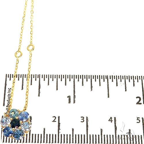 14K Gold Ocean Blue Sapphire Flower Necklace, photo 5 of 6