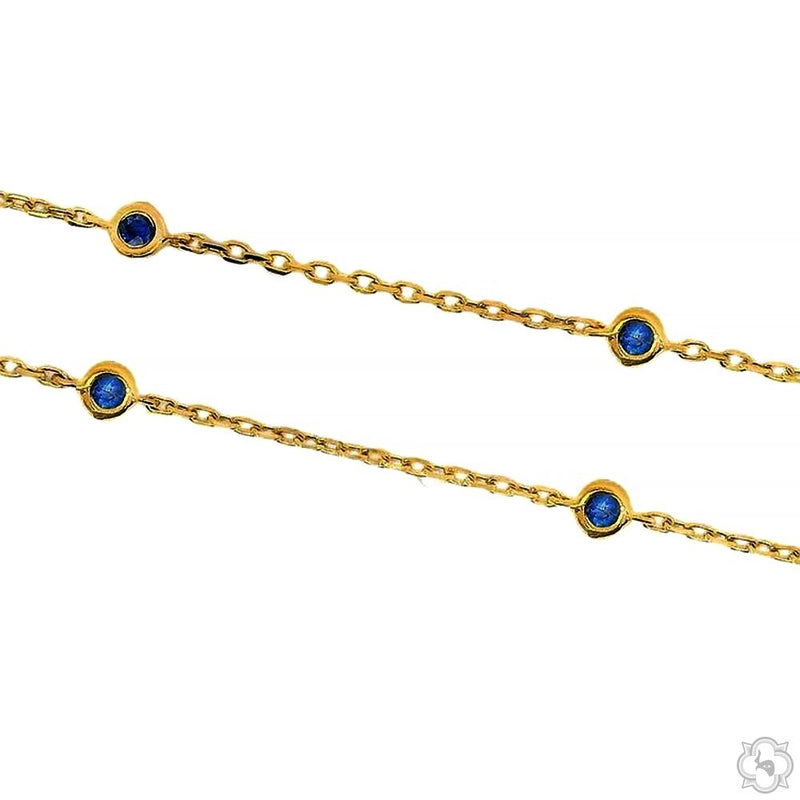 14K Gold Ocean Blue Sapphire Flower Necklace, photo 5 of 6
