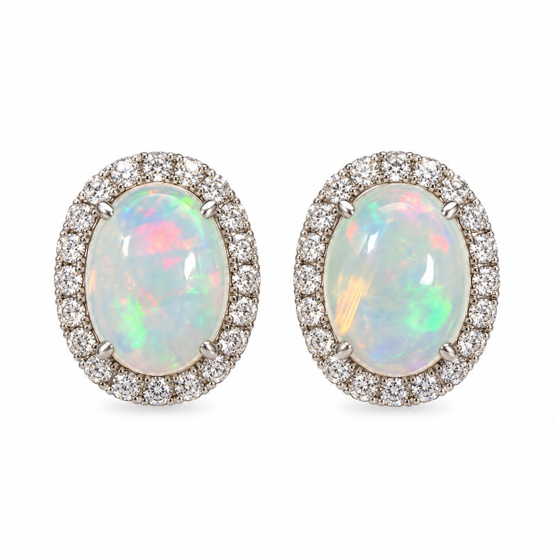 Opal & Diamond Earrings