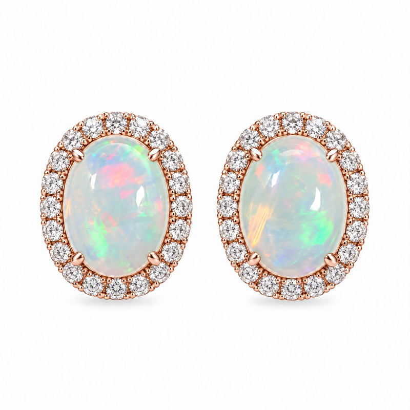 Opal & Diamond Earrings, view 3