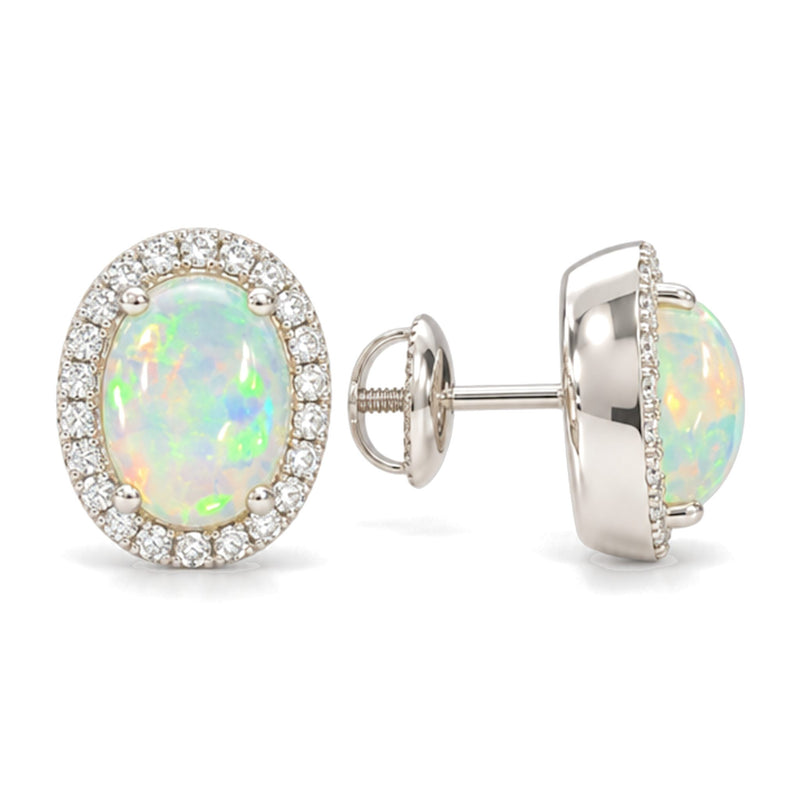 Opal & Diamond Earrings, view 4