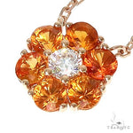 Orange Sapphire Diamond Flower Necklace 67231 - Image 4