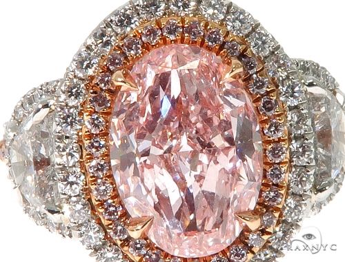 Oval Cut Fancy Pink Diamond Halo Engagement Ring 64567 - Image 3