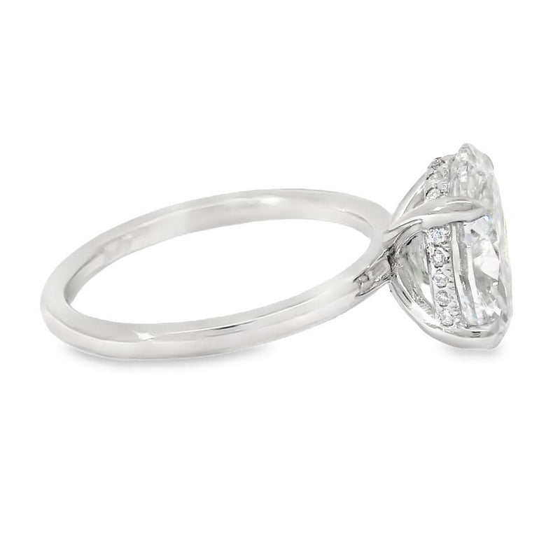 14k gold 3 ct lab grown oval solitaire engagement ring with hidden halo