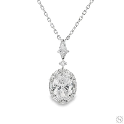 18K Gold Oval Lab-Grown Diamond Necklace 70754