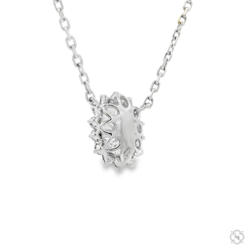 18K Gold Oval Halo Lab-Grown Diamond Necklace, photo 3 of 7