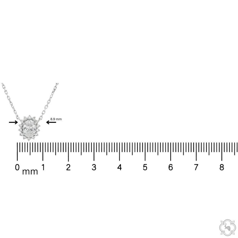18K Gold Oval Halo Lab-Grown Diamond Necklace, photo 6 of 7