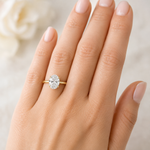 14k gold 3 ct lab grown oval solitaire engagement ring with hidden halo