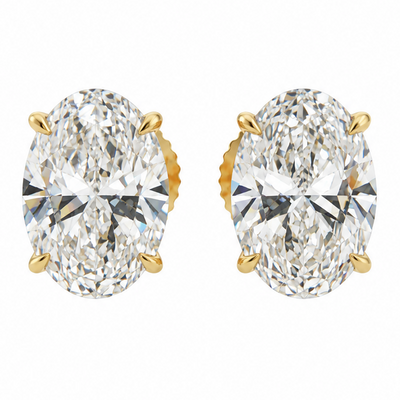 Oval Shape Diamond Stud Earrings 71852