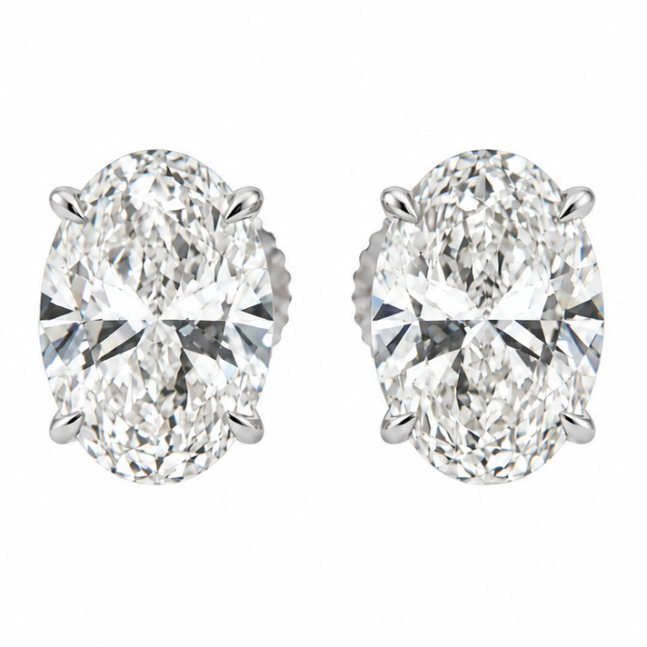 Oval Shape Diamond Stud Earrings 71852