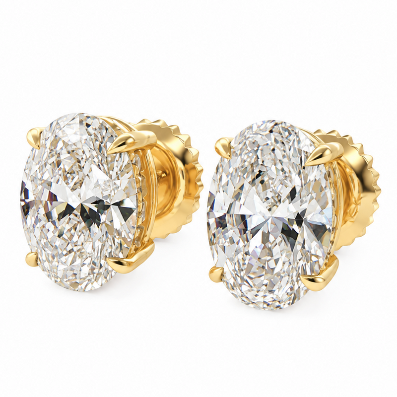 Oval Shape Diamond Stud Earrings 71852