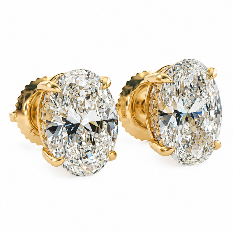 Oval Shape Diamond Stud Earrings 71852