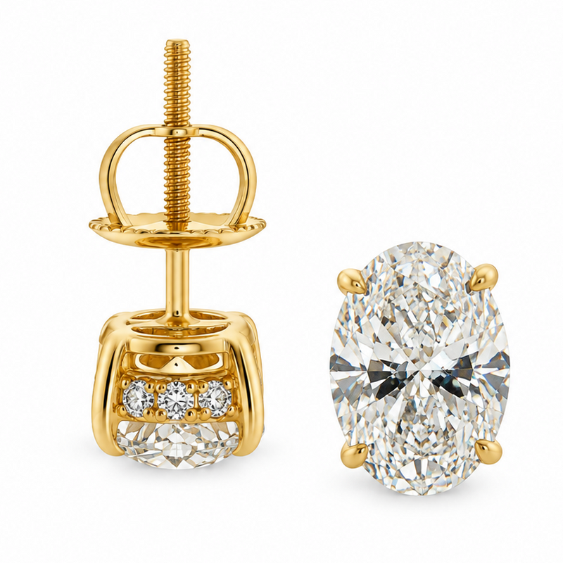 Oval Shape Diamond Stud Earrings 71852
