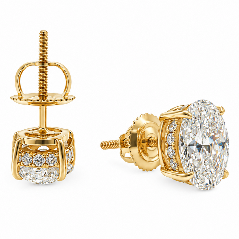 Oval Shape Diamond Stud Earrings 71852