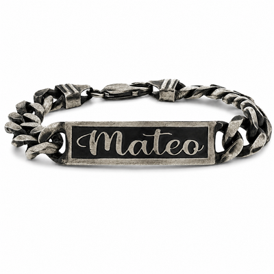 Oxidized Silver Custom Name Bracelet 10mm 71568