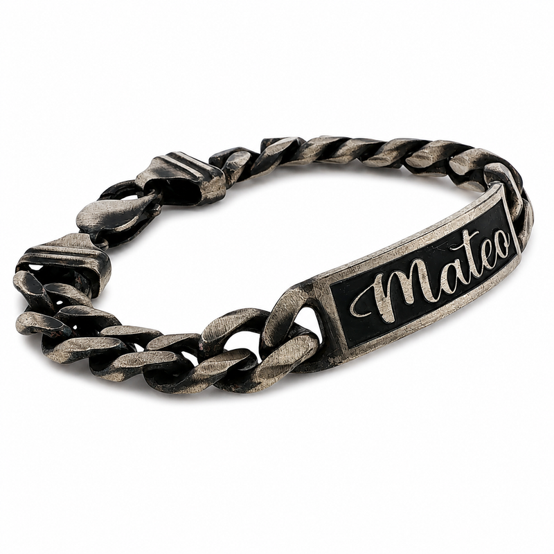 Oxidized Silver Custom Name Bracelet 10mm 71568