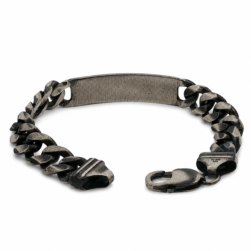 Oxidized Silver Custom Name Bracelet 10mm 71568