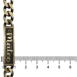 Oxidized silver 10mm custom name bracelet with Mateo engraving and chunky chain links.