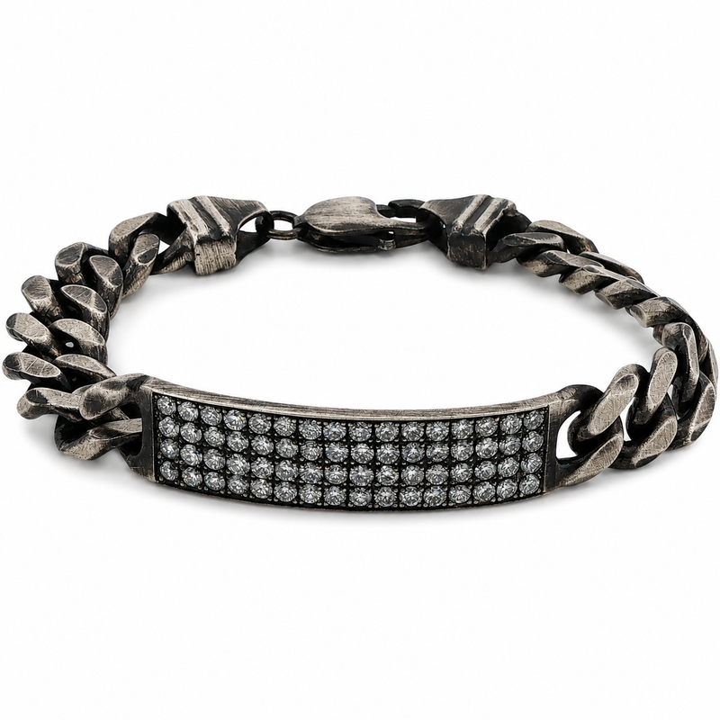 Oxidized Silver Diamond Bracelet 11mm 71557