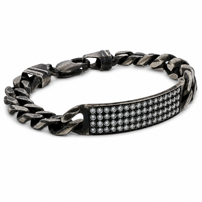 Oxidized Silver Diamond Bracelet 11mm 71557