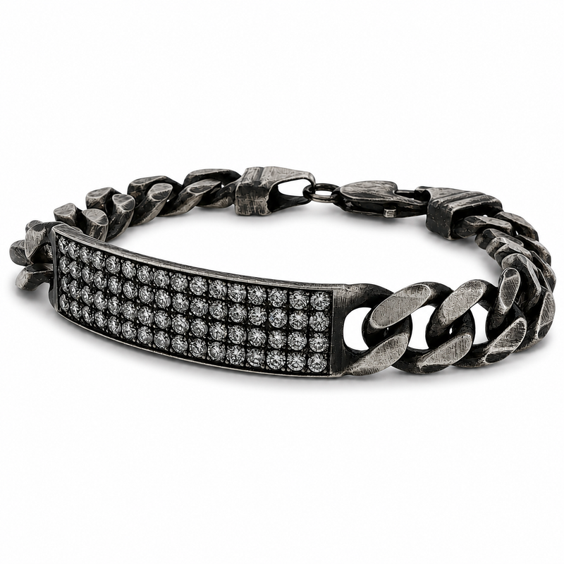 Oxidized Silver Diamond Bracelet 11mm 71557