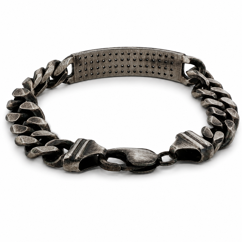 Oxidized Silver Diamond Bracelet 11mm 71557