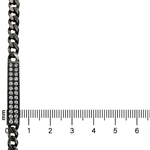 Oxidized silver bracelet with 6mm diamond-accented rectangular link and curb chain.
