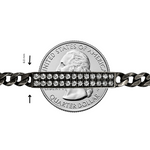 Oxidized silver men's bracelet with 6mm diamonds and curb chain design.