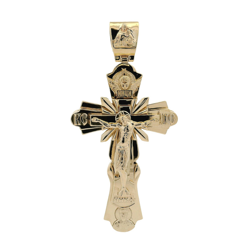 Solid 10K Gold Orthodox Crucifix Cross Pendant 70998