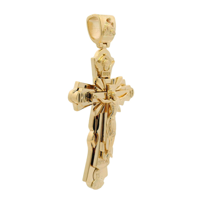 Solid 10K Gold Orthodox Crucifix Cross Pendant 70998