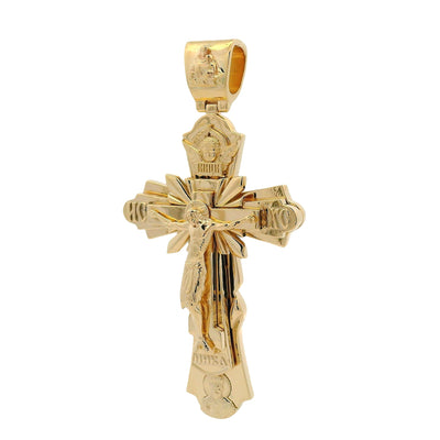 Solid 10K Gold Orthodox Crucifix Cross Pendant 70998