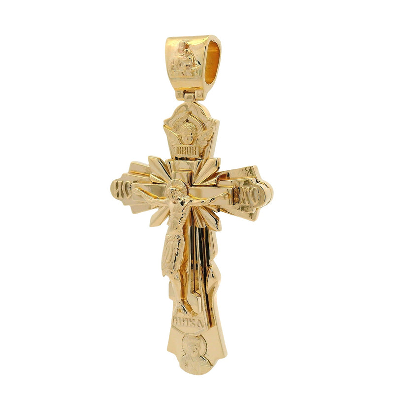 Solid 10K Gold Orthodox Crucifix Cross Pendant 70998
