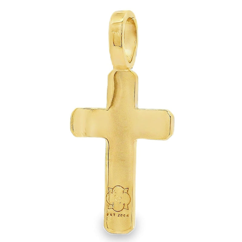 14K Gold Diamond Pave Cross With Bezel Set Green Emerald Cabochon, photo 5 of 9