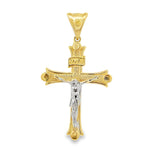 14K Solid Two Tone Gold Cross Crucifix 64659