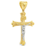 14K Solid Two Tone Gold Cross Crucifix 64659