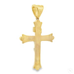 14K Solid Two Tone Gold Cross Crucifix 64659