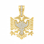 14K Gold Albanian Eagle Diamond Pendant 66548