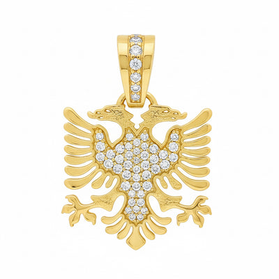 14K Gold Albanian Eagle Diamond Pendant 66548