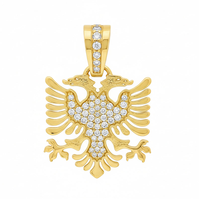 14K Gold Albanian Eagle Diamond Pendant 66548
