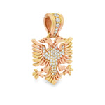 14K Gold Albanian Eagle Diamond Pendant 66548